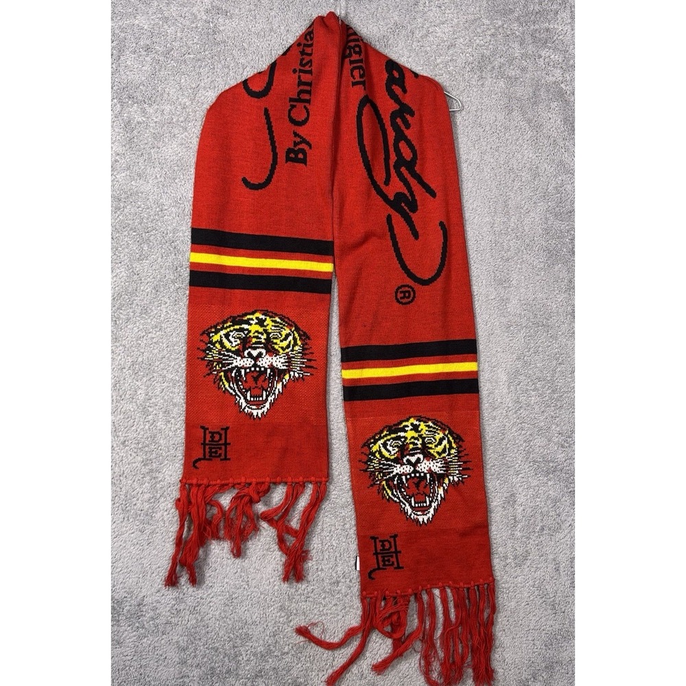 Ed Hardy Christian Audigier Scarf Mens 0/S 72"‎ Length 10"Width Tiger Tassles